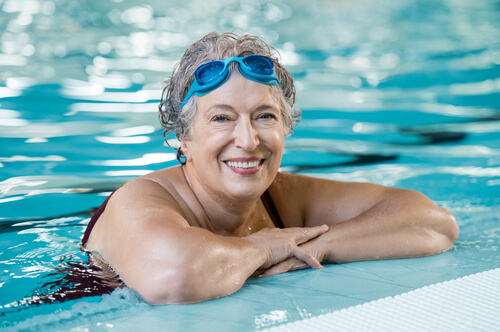 Older woman in swimming pool