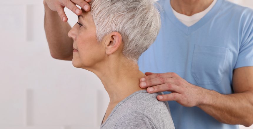 Mature,Woman,Having,Chiropractic,Adjustment.,Osteopathy,,Physiotherapy,,Acupressure,,Holistic,Care.